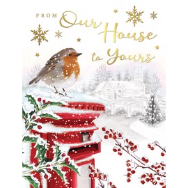 Regal Publishing Traditional Christmas Card, Our House To Yours, Postbox - 8 x 6 inches - Piccadilly Greetings
