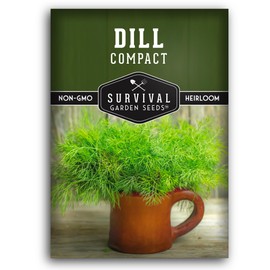 Survival Garden Seeds Compact Dill for Planting - 1 Seed Packet with Instructions to Plant & Grow Container Sized Dwarf Dill Herb Plants in Your Home Garden - Non-GMO Heirloom Variety