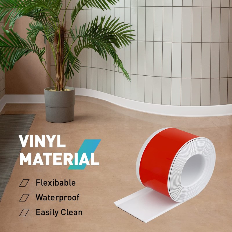 FCSOTSPS Baseboard Trim,4Inx 20Ft Flexible Baseboard Molding Trim,Self Adhesive Vinyl