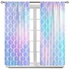 Mermaid Curtains, Cartoon Watercolor Pastel Sea Animal Mermaid Princess Scale