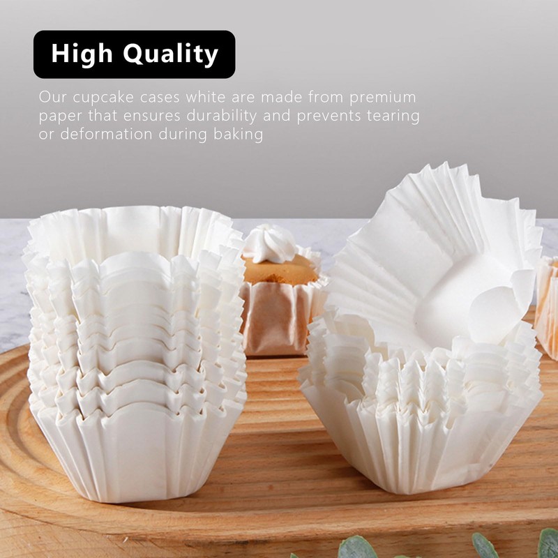 BRIOTA 100pcs Square Cupcake Liners, 2.4x1.7x1.6 Inch Cupcake Cases White,