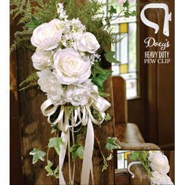 Doey's Heavy Duty Pew Clips for Weddings (48 Pack) Dependable Flexible Hook for Church Ceremony Aisle Decorations - Secure Bows, Flowers, Signs, Garland to Pew Ends, Bench Seats, Chairs (Made in USA)