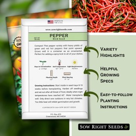 Sow Right Seeds - Bird Seed Pepper Seed for Planting - Non-GMO Heirloom Packet with Instructions to Plant a Home Vegetable Garden - Grow Thai Variety for Hot and Delicious Flavor