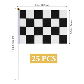 Toyvian Target Flag Racing Flag Hand Flag Stick Flag Stick/Stick Flag for Racing Racing Competition 25 Pieces 14 x 21 cm (White Black)
