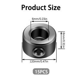 Bofanze Set of 15 Steel Adjustment Rings 6 mm Drill Depth Stop Collar Drill Depth Stop Set Drill Depth Stop Collar Set Depth Stop Rings with Hex Key for Positioning When Drilling
