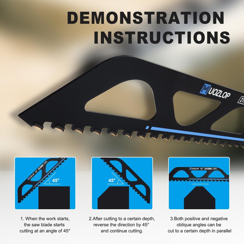 MUOZLOP 12 inch Masonry Reciprocating Saw Blades,2TPI Carbide Blade Strong