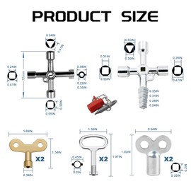 Control Cabinet Key Set of 8 Heating Ventilation Keys 4 Sided Key Square Key Universal Key Triangle Key Suitable for Radiators, Electricity, Counters, Taps and Locks