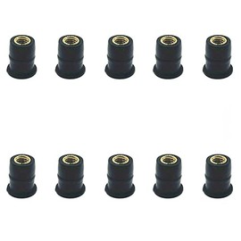 10 Pieces Rubber Well Nut M5 Well Nuts Motorcycle Fairing Fasteners Motorcycle Windshield Screws Motorcycle Windscreen Nuts Motorcycle Windscreen Brass Nut(Black, M5 Convex Type)