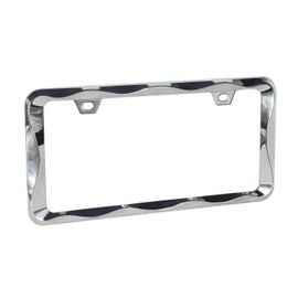 2Pcs Sgooky 3D Curly Wave Pattern License Plate Holder Chrome License Plate Frame from Pure Zinc Alloy Metal Perfect Plate Holder