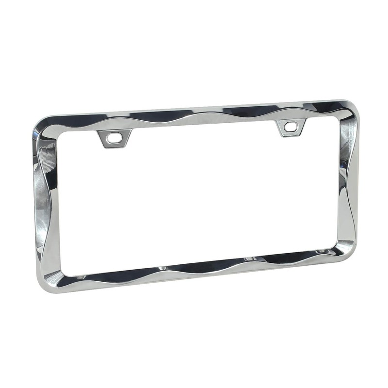 2Pcs Sgooky 3D Curly Wave Pattern License Plate Holder Chrome