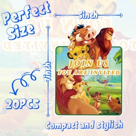 20Pcs Lion-King Birthday Invitation Cards Lion-King Invitation Cards for kids birthday party decoration