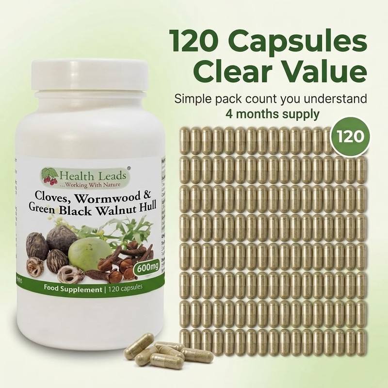 Wormwood Black Walnut and Clove Capsules 600mg Per Capsule –