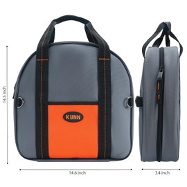KUNN 14 Inch Jumper Cable Bag Durable Tools Cable Storage with Extra Pockets for Cables,Cords and Hoses,Grey