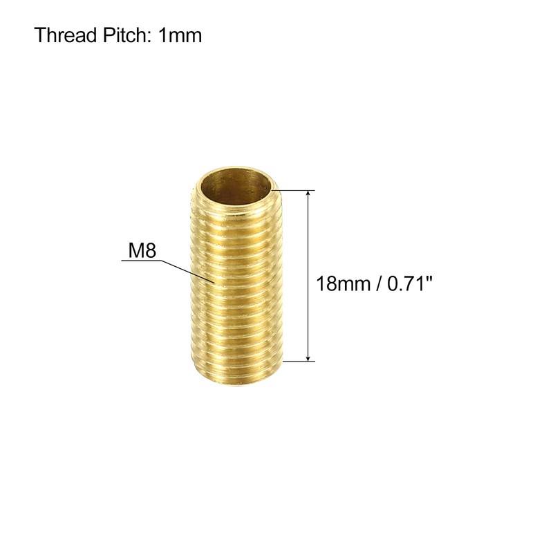 PATIKIL M8 Fine Thread Lamp Pipe, 5 Pack 18mm Threaded