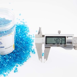 TWINKLING High Luster Round Fire Glass Stones,Glass Marbles,Glass Pebbles,Glass Beads Gems for Fire Pit Vase Fillers Crafts Aquarium Garden Decoration,3-6mm,1-Pound Jar (Ocean Blue)