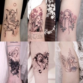 Temporary Tattoo Stickers: Small & Large, Hand, Wrist, Lettering, Henna, Flower Designs Set of 30 Designs 2ea