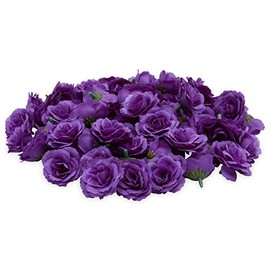 Bright Creations - Flores artificiales de seda sin tallo - 2 pulgadas, paquete de 75 unidades, color morado, decoraciones de boda y despedida de soltera, decoración de mesa de centro y telón de fondo