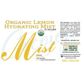 Organic Lemon Mist For Skincare - USDA Certified Organic- Moisturize Sensitive and Dry Skin - Mist for Relaxation - Soothing & Relaxing - Pure Lemon Essential Oil & Glycerin Spray. (128 oz/1Gal)