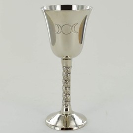 Silver Goblet with Magic Symbol Triple Moon for Neopaganism Wicca Gifts & Ritual Decor