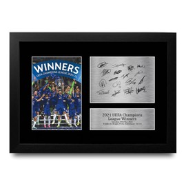 HWC Trading FR A4 Chelsea 2021 European Cup Winners Printed Memorabilia Signed Autograph Photograph Display for Football Fans and Supporters - A4 Framed