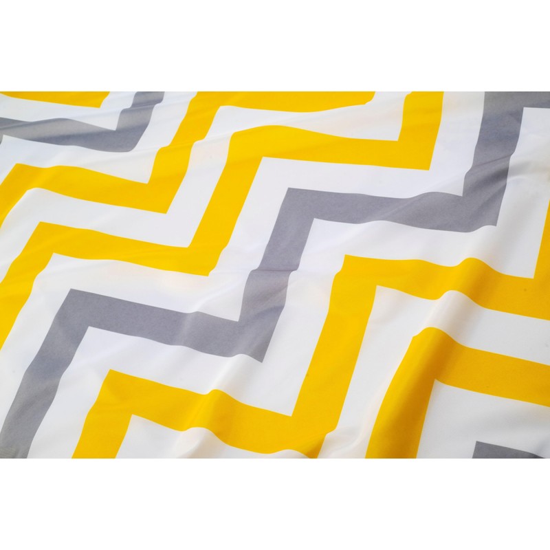 Croydex Yellow & Grey Chevron Textile Shower Curtain with Hygiene