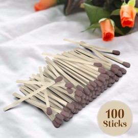 ZIKANI Brown Tip Matches 4 Inch Match Refill and Striker 100 Long Matches Short Matches Wooden Matches Bulk Matches Decorative Matchsticks Safety Matches for Cloche Jar Box Fireplace (Brown)