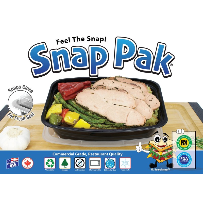 Snap Pak Rectangular Food Storage Set of 25 - Black