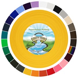 Country Brook Design 1" Webbing - 10/25/50 Yards - 30+ Colors - EDC 1 Inch Polypropylene Webbing for Climbing Outdoors Crafting DIY Gear Repair (Yellow, 25 Yards)
