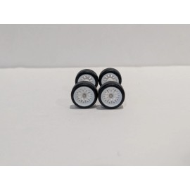 Unbranded 1:64 Scale 11mm White Mesh BBS Real Rider style wheels and tires