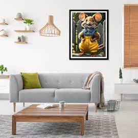 EOBROMD 5D Diamond Art Painting Kits for Adults, Mouse DIY Diamonds Painting Kits for Beginners, Painting Picture with Full Drill Diamond Dots for Home Wall Art Decor 30x40cm