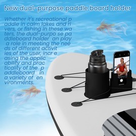TOEECY Sup Accessories Paddle Board Drink Holder Multifunctional Anti Tilt Surfboard Phone Holder Kayak Water Bottle Holder for Most Drink Cups (Black)