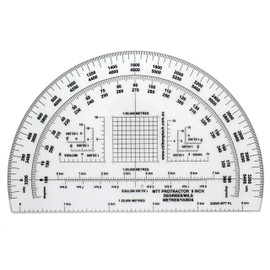 Military Protractor 9 Inch — Degrees & Mils, Meters & Yards | Large Semi-Circular | 1:25,000–1:100,000 | 1.5mm PETG | Made in Australia