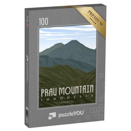 puzzleYOU: Jigsaw Puzzle 100 Pieces "Prau Mountain Indonesia - Vintage Illustration"