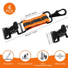 GUOSIYAO Glove Holder Pack of 4 Glove Holder Belt Orange Single Clip Metal Glove Clip with Plastic Carabiners Fire Brigade Glove Clip for Hanging Gloves Towels Protective Helmets
