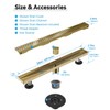 HTOH Gold Shower Drain, 304 Stainless Steel Linear Shower Drain