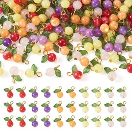 Beadthoven 150pcs Acrylic Pendants with Rings Colorful Orange Fruit Pendants Mandarin Round Beads Dangle for DIY Earrings Necklace Jewelry Making