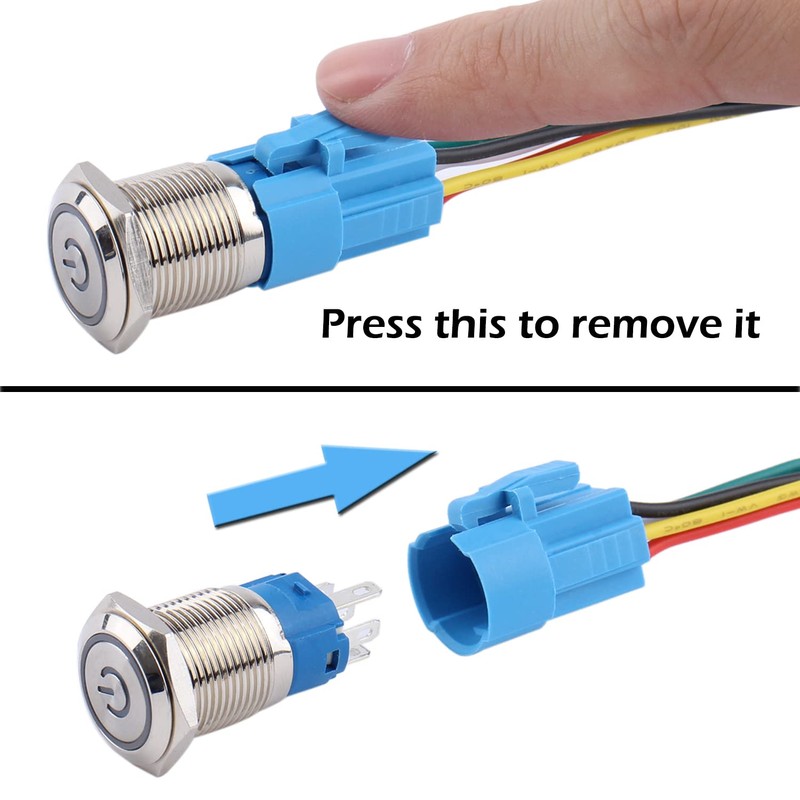 DMWD 2PCS 16mm Latching Push Button Switch 12V-24V On/Off 1NO