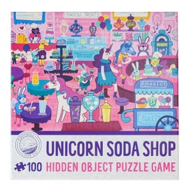 Foothill Toy Co. Children’s Jigsaw Puzzle | Unique Unicorn Art | Educational Gift for Kids 3-8, Unicorn Soda Shop - 100 Piece