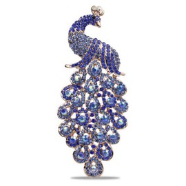 Chamvino Broche de pavo real para mujer, accesorios de ropa de boda, versátil broche de pavo real de diamantes para niñas y mujeres, Zinc, Pirita de hierro