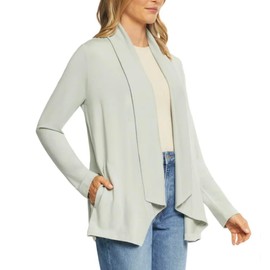 Max & Mia Women's Open Front Lightweight Drape Cardigan with Pockets (US, Alpha, Large, Regular, Regular, Light Olive)