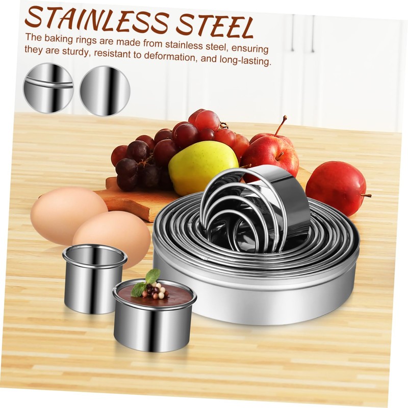 LABRIMP Pastry Rings Baking Muffin Ring Molds Stainless Steel Easy