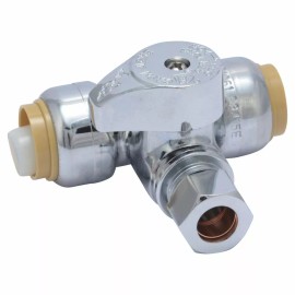 SharkBite 24984A Service Tee Stop Valve, 1/2 inch x 1/2 inch x 3/8 inch,...