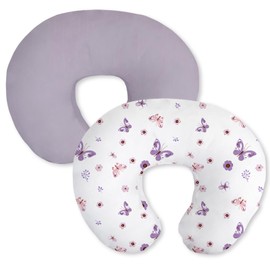 Little Grape Land Nursing Pillow Cover, 2 Pack Breast Feeding Pillow Cover Fit Standard Nursing Pillows, Soft Removable Covers Slipcovers for Breastfeeding Pillows for Baby Girl(Butterfly)