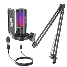 Talomen - Kit de micrófono USB de condensador para videojuegos, con soporte de brazo de brazo ajustable, soporte de choque para instrumentos,...      
