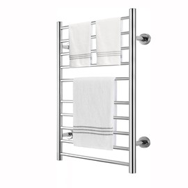 Towel Warmer Rack, 10 Bars Wall Mounting Towel Warmers for Bathroom, Aluminum Heated Towel Rack Towel Heater Plug-in Heated Towel Rack Silver 20.90in