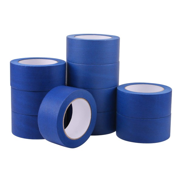 Lichamp Blue Painters Tape 2 inches Wide, 10 Pack Blue Masking Tape Bulk Multi Pack, 1.95 inch x 55 Yards x 10 Rolls (550 Total Yards)