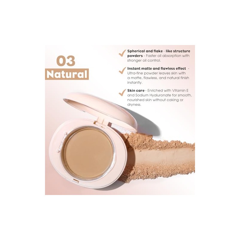 UCANBE Polvos Compactos Y Base De Maquillaje 2 En 1,