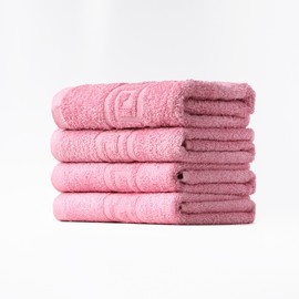 FLAROVAN Hand Towels Bathroom, Cotton Bath Towels Set of 4, Hand Towels Kitchen, Body Shower Towel for Hotel, Spa, Salon, Serviette Main 16x28 (Pink)