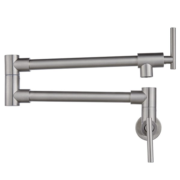 Pot Filler Folding Kitchen Faucet Brushed Nickel Double Joint Swing