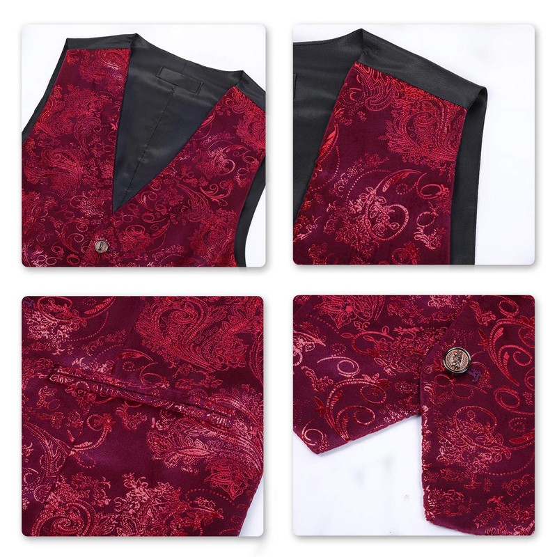 Men's Waistcoat in Jacquard for Weddings and Parties - red,